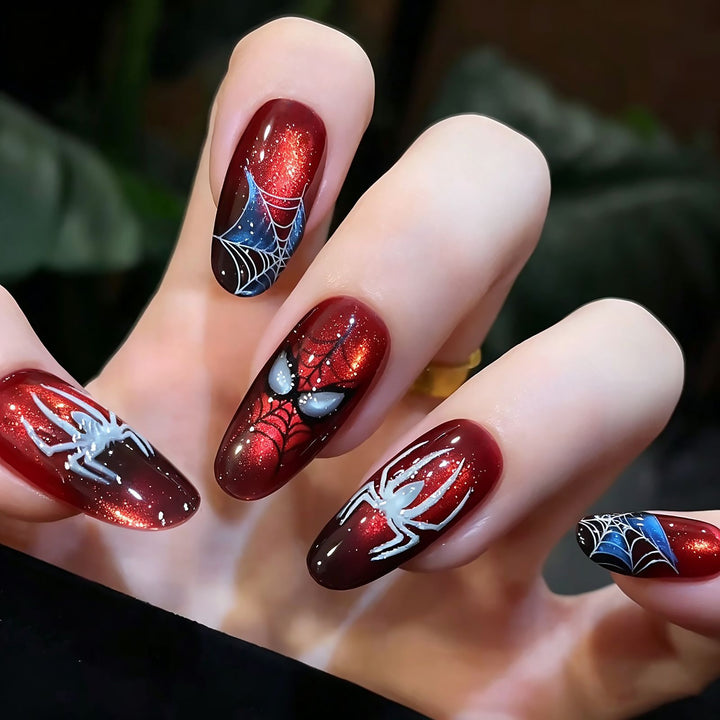 Thematic Spider-Man Inspired Press-On Nail Art Set Stornfield