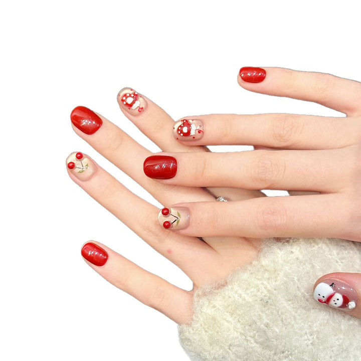 Whimsical Holiday-Themed Press-On Nail Art Set