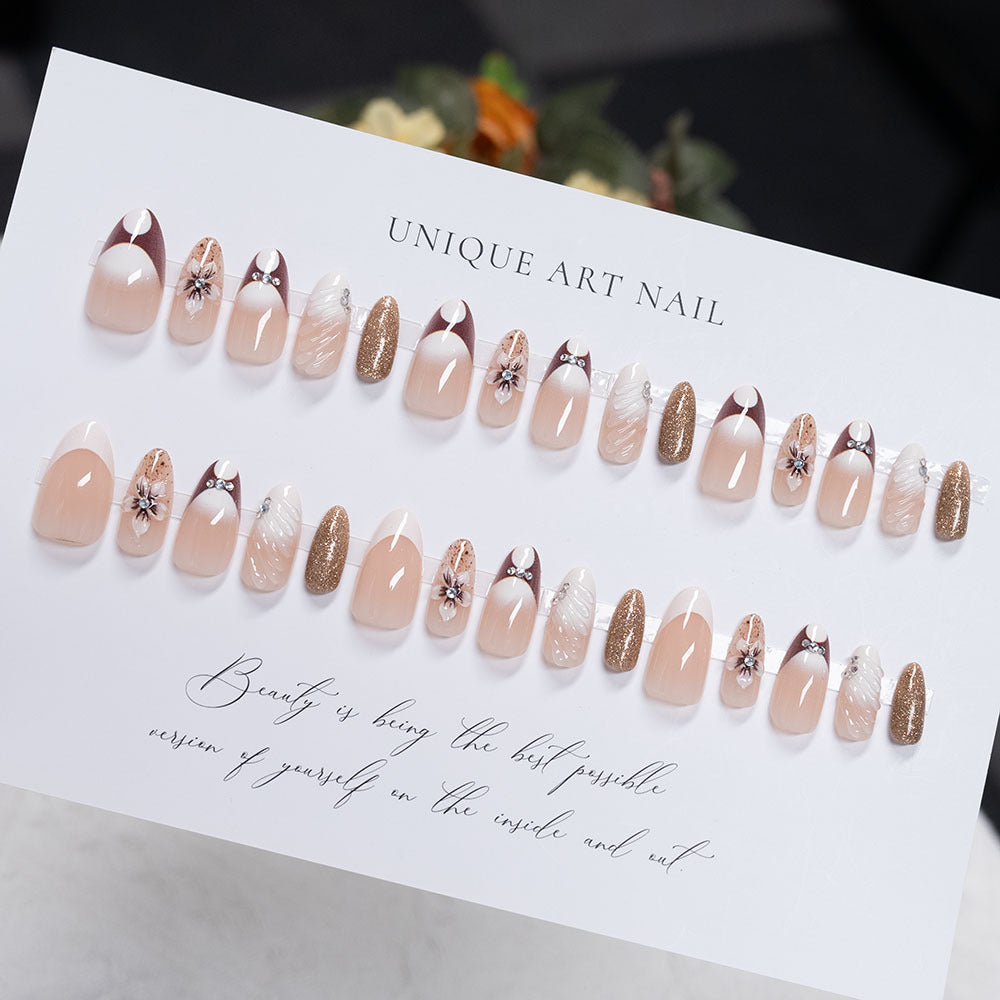 Artistic Floral Press-On Nail Art