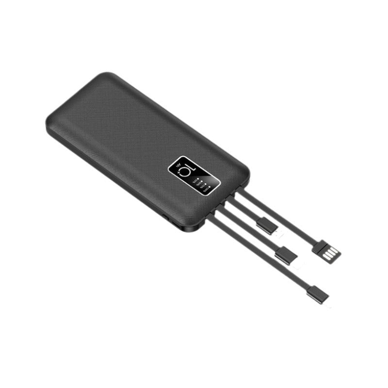 Portable power bank with integrated charging cables and digital charge level indicator Stornfield