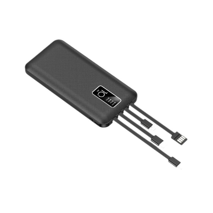 Portable power bank with integrated charging cables and digital charge level indicator Stornfield