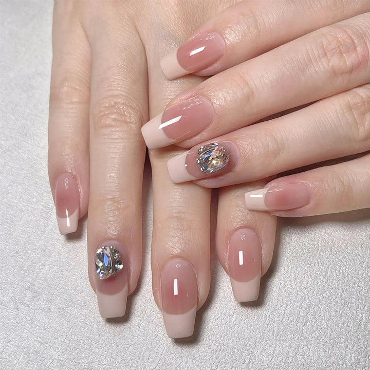 Artistic Press-On Nail Set with Glittery Star Accents Stornfield