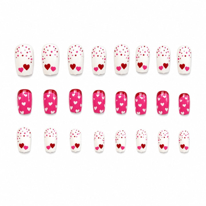 Artificial nails with romantic heart design and creative details Stornfield