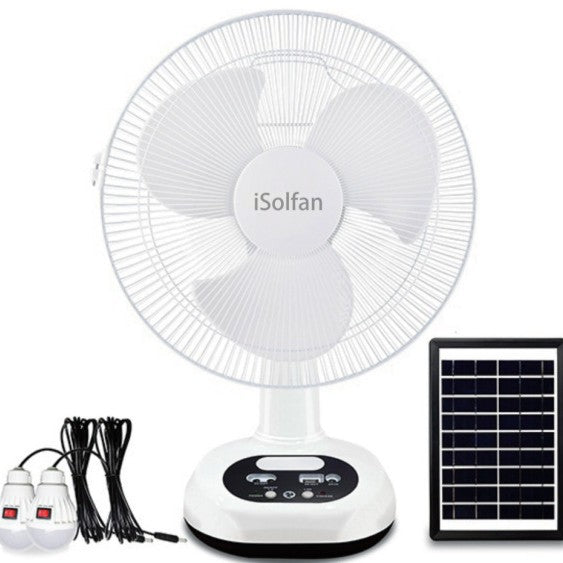 Women's solar-powered table fan with integrated LED lighting and remote control Stornfield