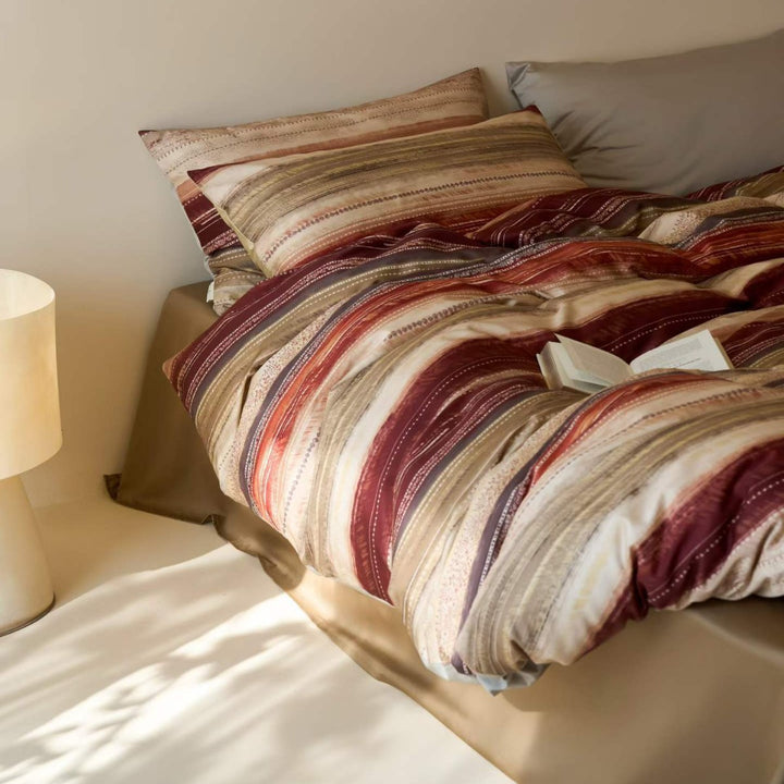 Reversible Striped Comforter Set with Plush Microfiber Fill and Matching Shams