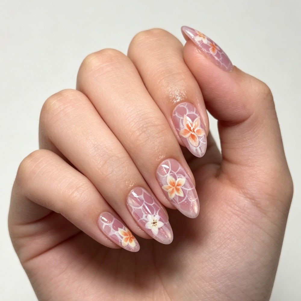 Floral Acrylic Nail Art Extensions