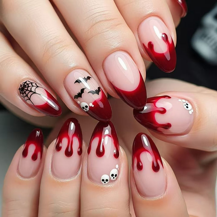 Gothic Halloween-Inspired Press-On Nail Art Set