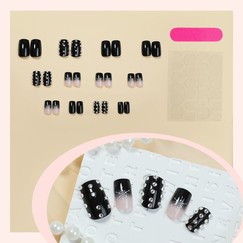 Decorative Press-On Nail Set with Gem Accents Stornfield