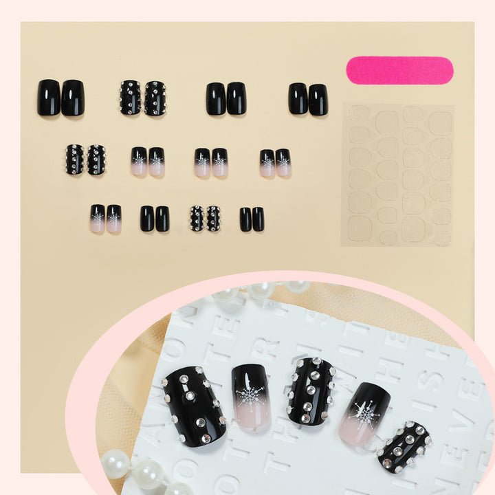 Decorative Press-On Nail Set with Gem Accents Stornfield