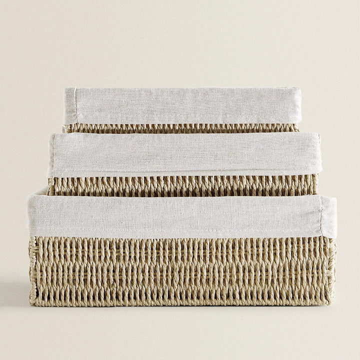 Natural storage basket with removable lining Stornfield