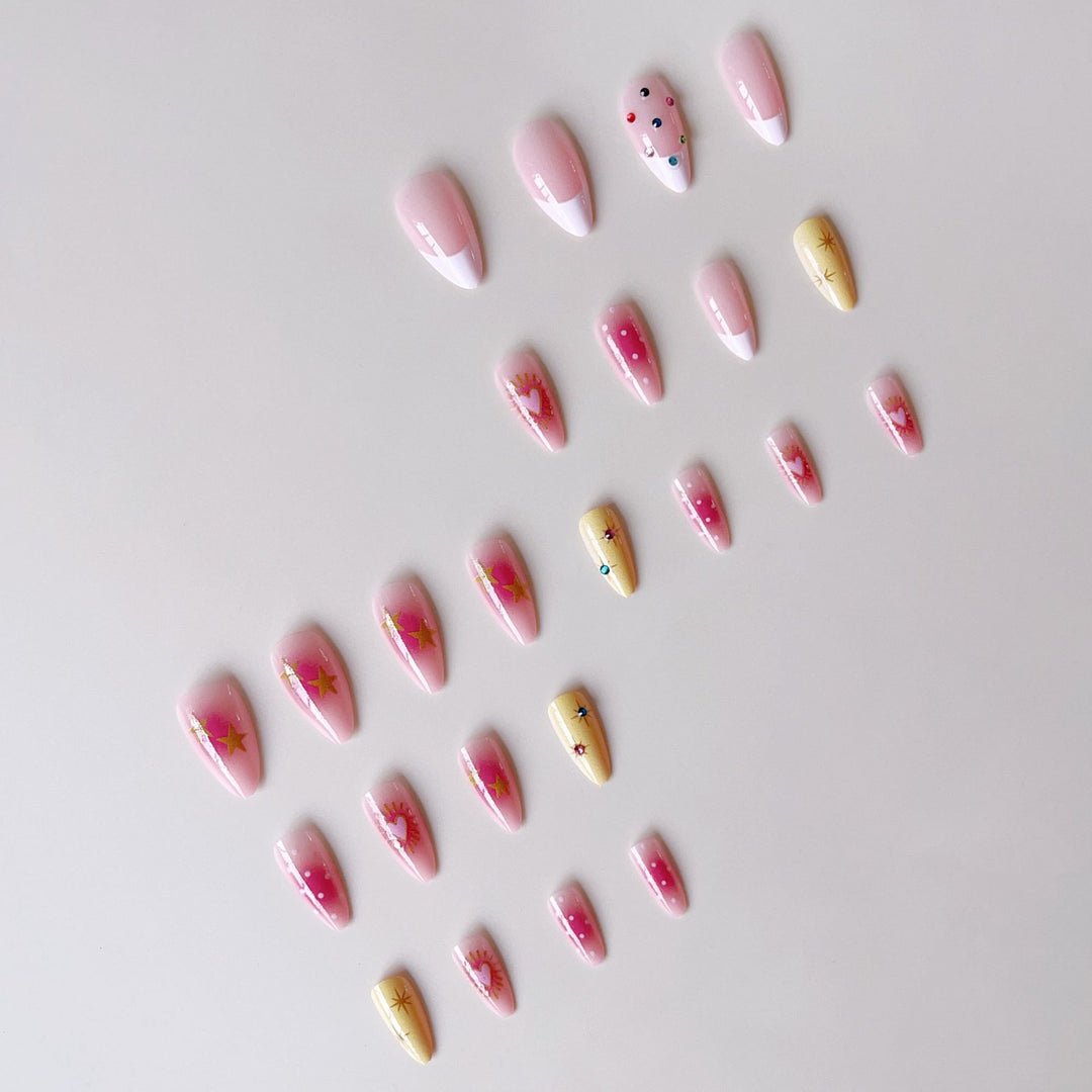 Artificial nail set with creative 3D designs and glitter accents Stornfield