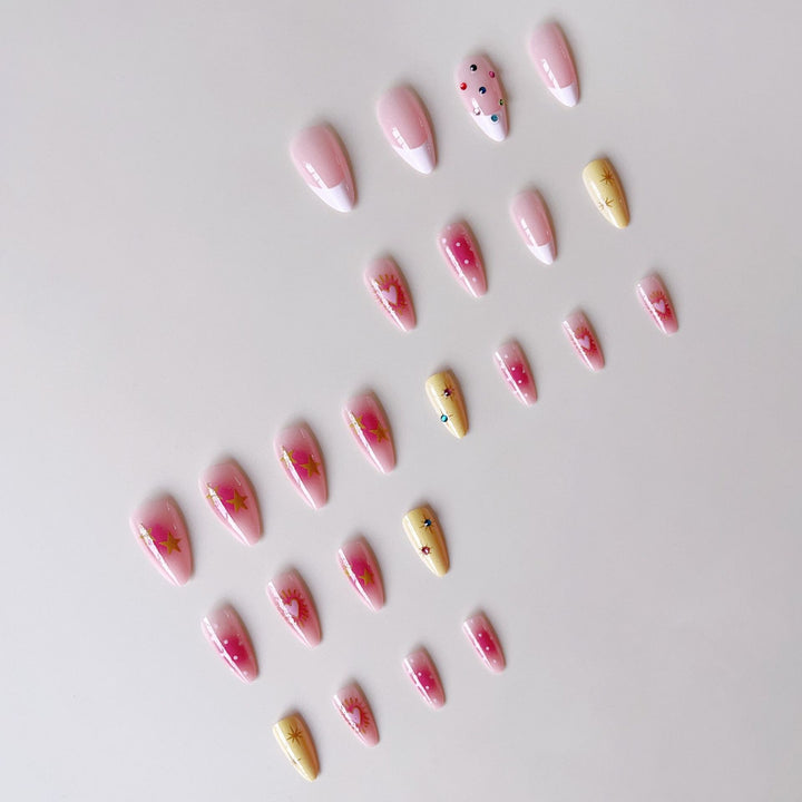 Artificial nail set with creative 3D designs and glitter accents Stornfield