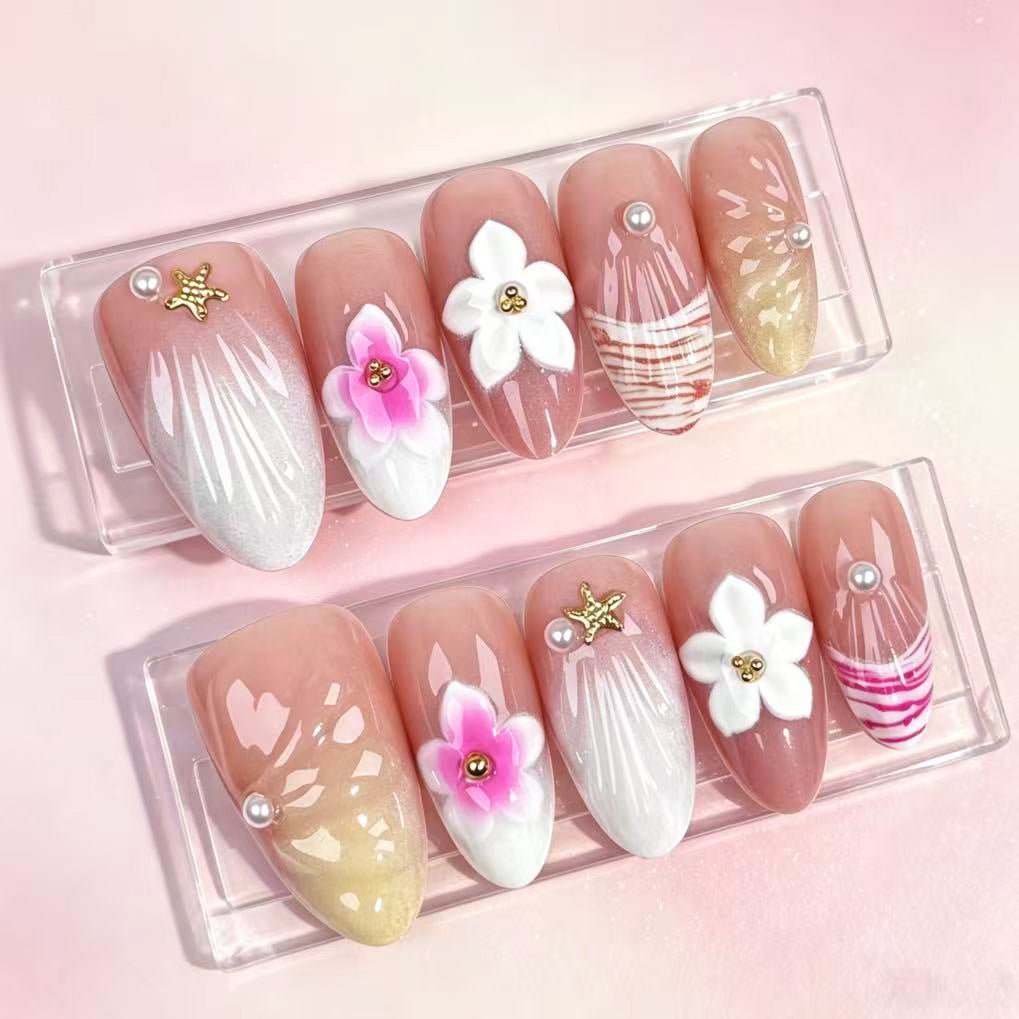 Decorative Floral-Themed Press-On Nail Art Set