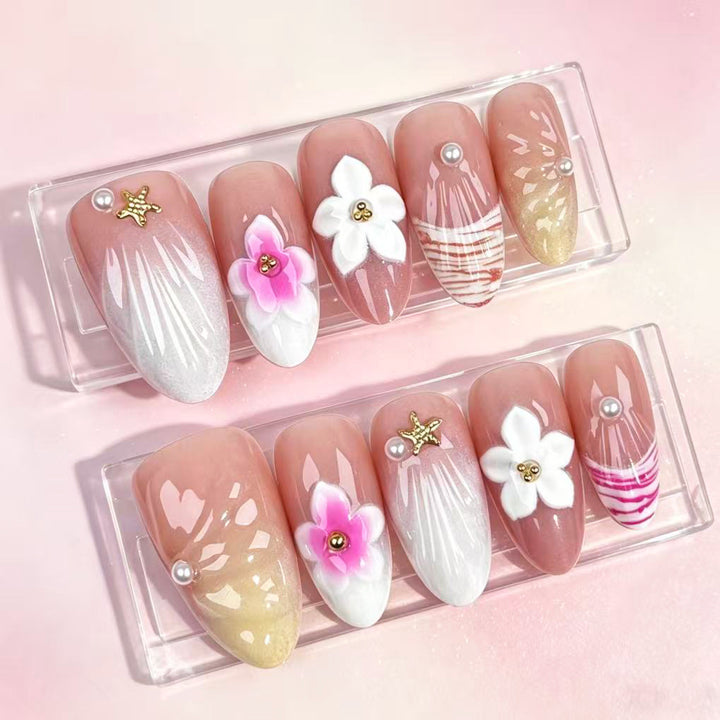 Decorative Floral-Themed Press-On Nail Art Set