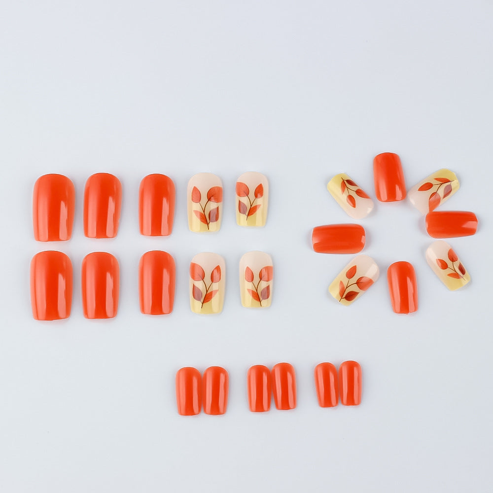 Autumn-Themed Press-On Nail Art Set Stornfield