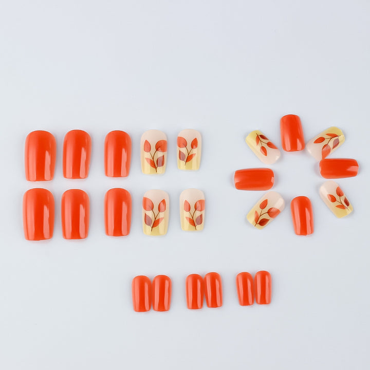 Autumn-Themed Press-On Nail Art Set Stornfield