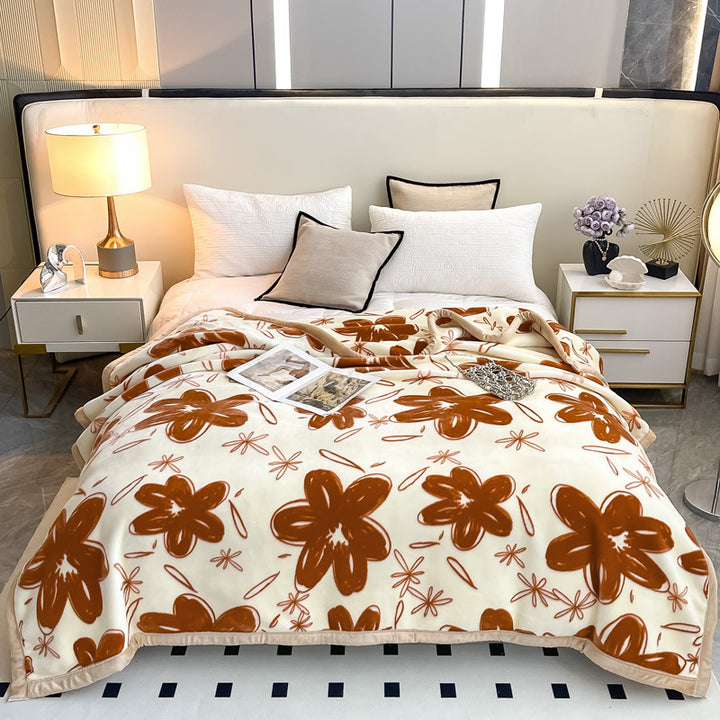 Floral Patterned Fleece Throw Blanket Stornfield