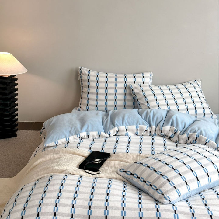 Brushed Cotton Checked Duvet Cover and Pillowcase Set