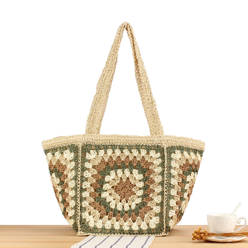 Macrame Tote Bag with Geometric Pattern Stornfield