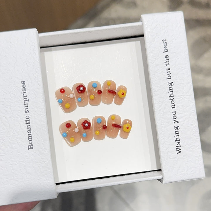 Artificial nails with colorful 3D accents Stornfield