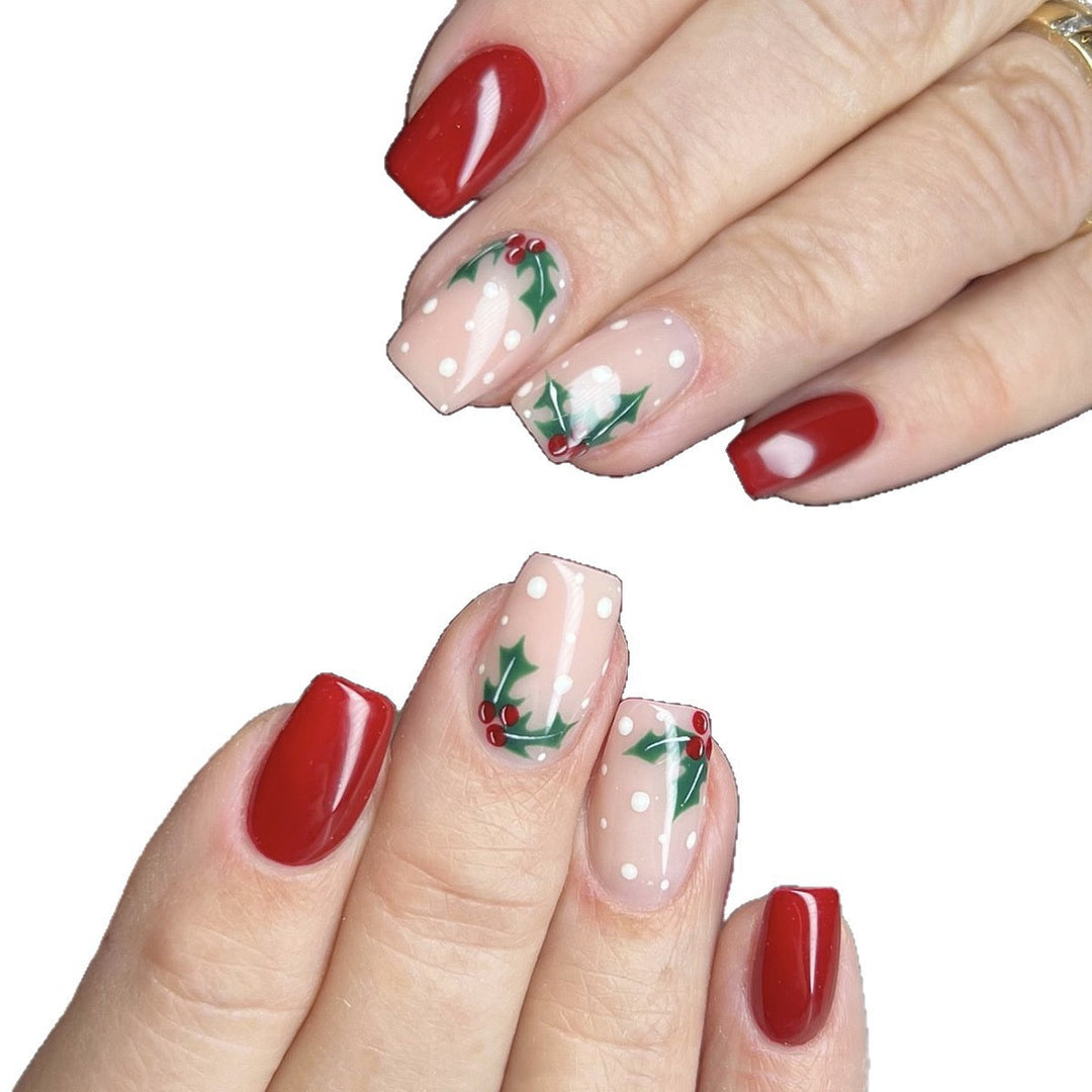 Artificial nail set with festive Christmas design and playful festive decoration Stornfield