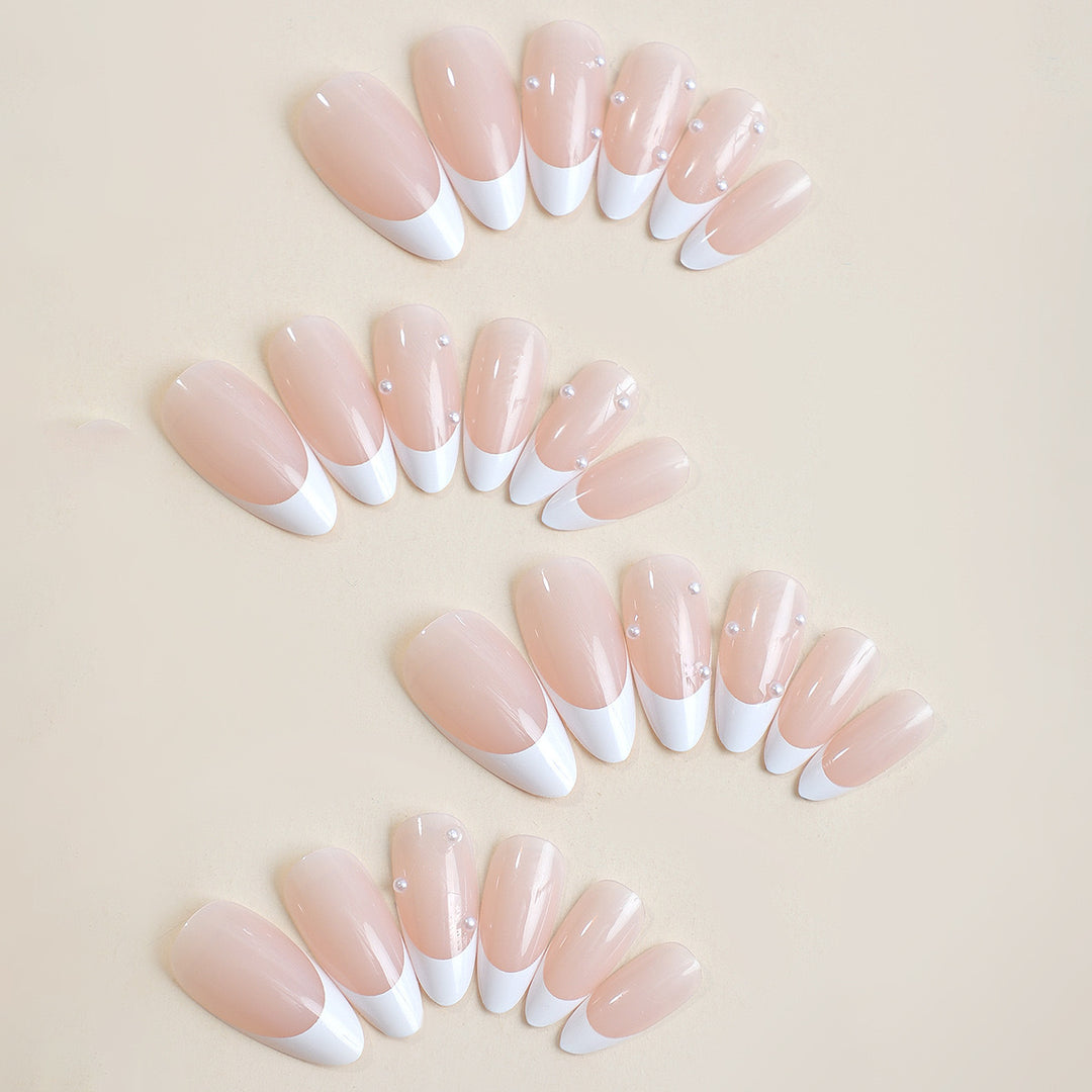 Artificial nail set with elegant tips and pearl decorations Stornfield