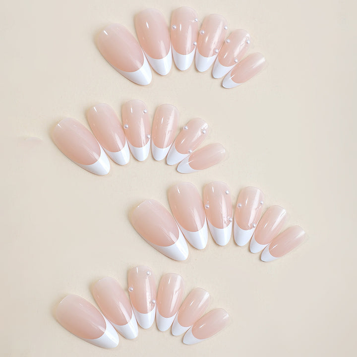 Artificial nail set with elegant tips and pearl decorations Stornfield