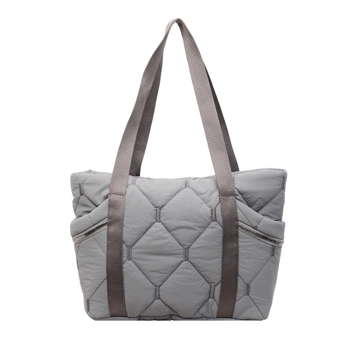 Quilted Multi-Pocket Tote Bag