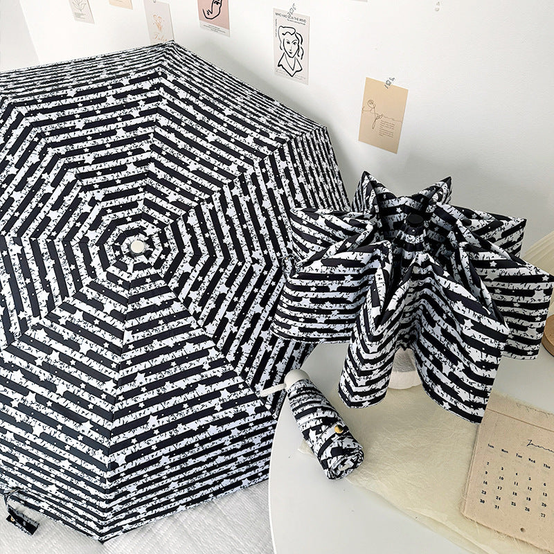 Women Foldable Umbrella with Stylish Stripe Pattern Stornfield