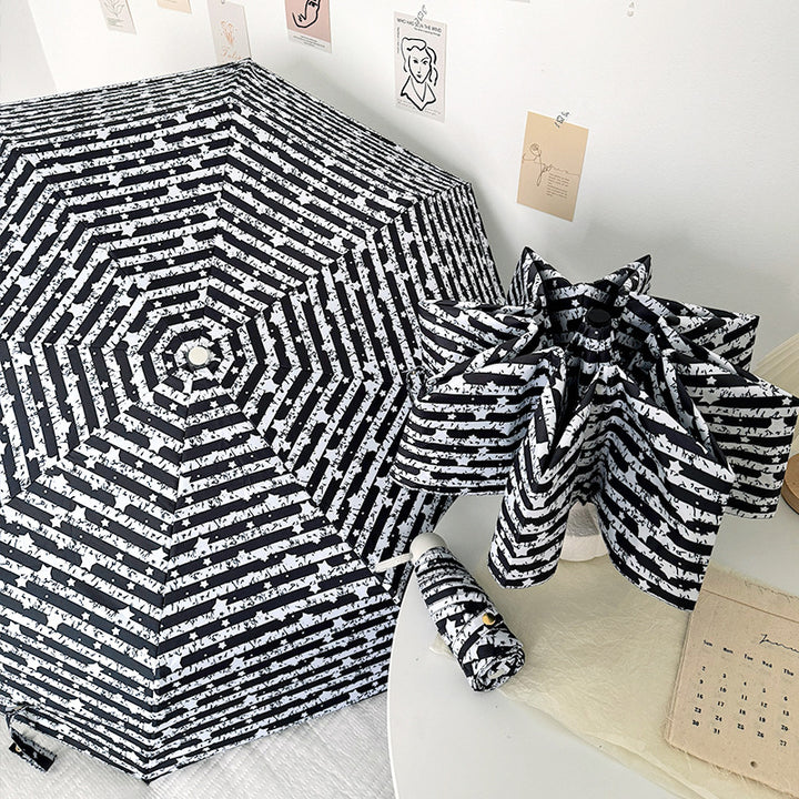 Women Foldable Umbrella with Stylish Stripe Pattern Stornfield