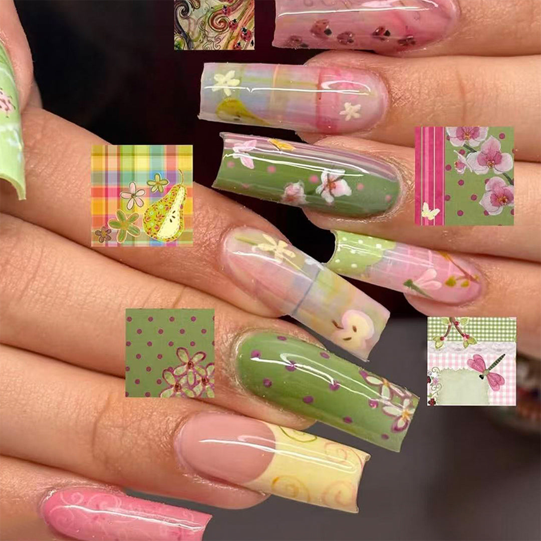 Artificial nails with floral and colorful designs Stornfield