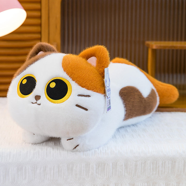 Plush Siamese Cat Long Bolster Body Pillow with Embroidered Eyes and Ultra-Soft Faux Fur Stornfield