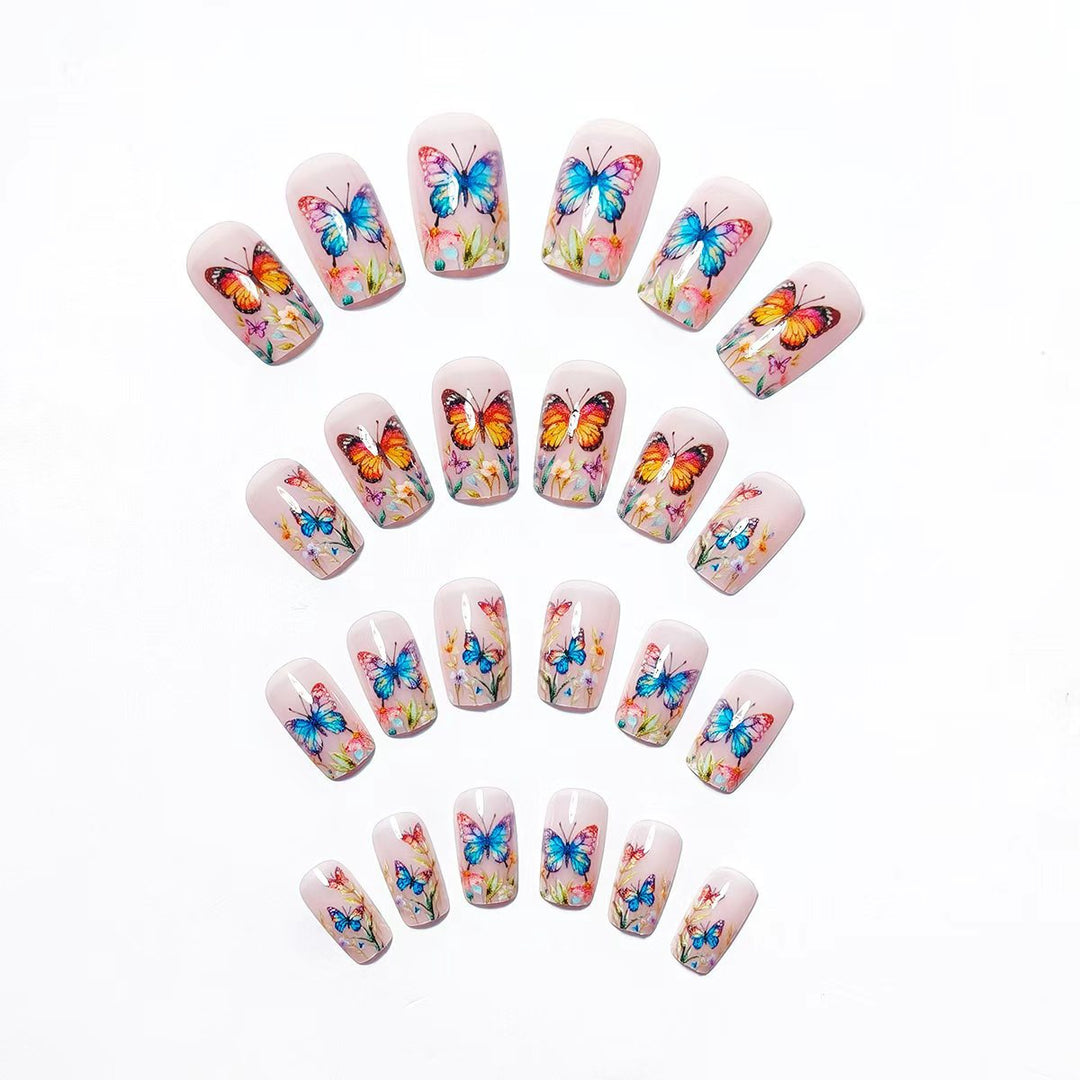 Creative Art Nails with Colorful Butterfly Design Stornfield