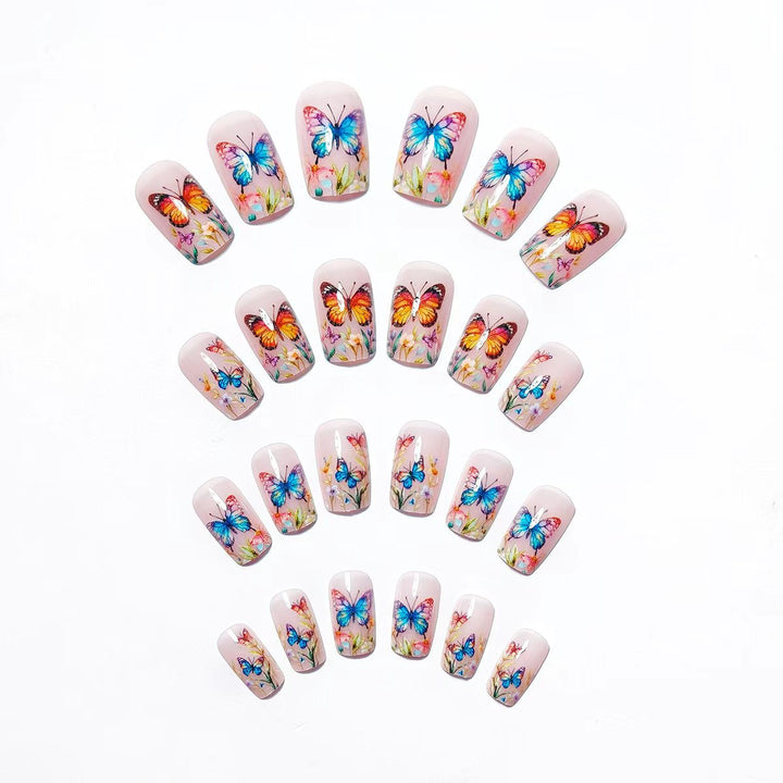 Creative Art Nails with Colorful Butterfly Design Stornfield