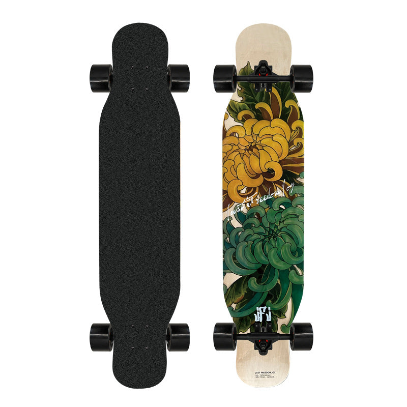 Artistic Lion-Emblazoned Longboard Stornfield