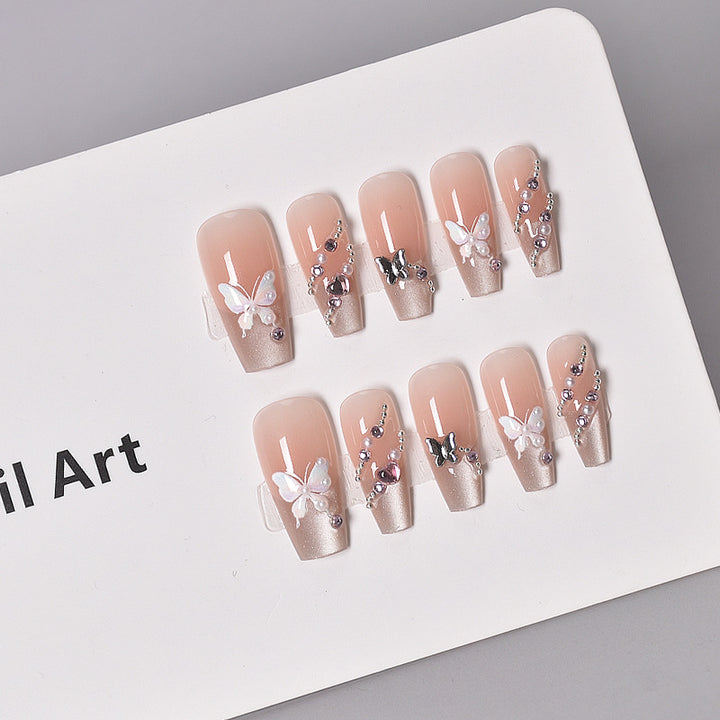 Elegant Floral-Embellished Press-On Nail Extensions Stornfield