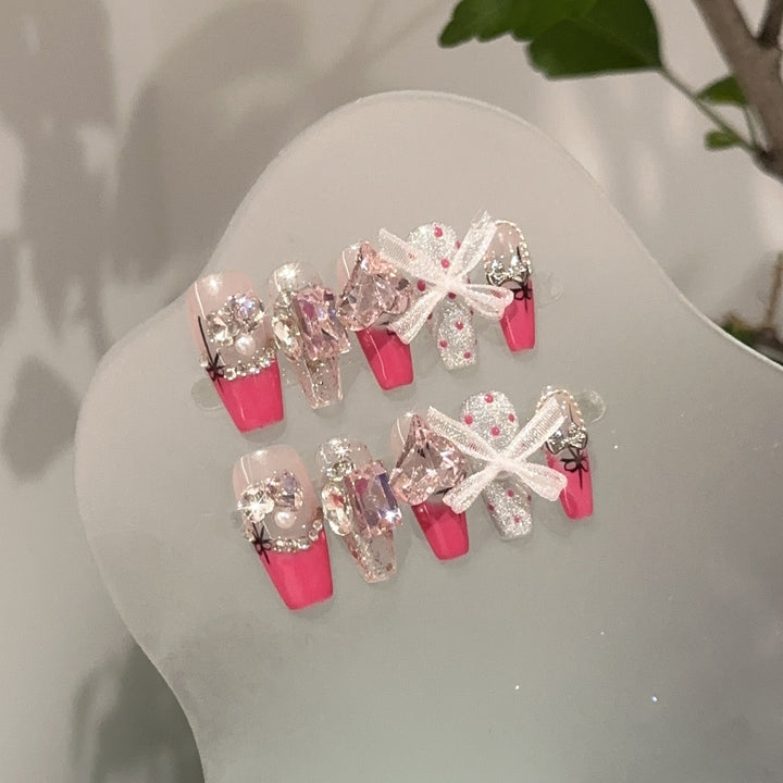 Jewel-Embellished Press-On Nail Set