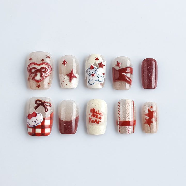 Festive Winter-Themed Press-On Nails Stornfield