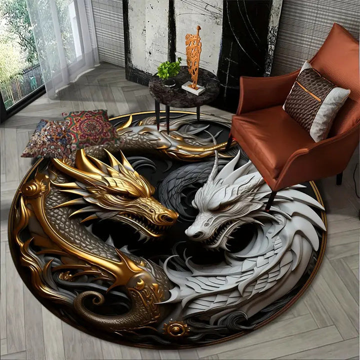 Artistic Dragon Round Area Rug