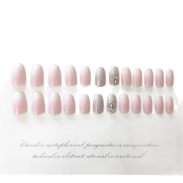 Elegant Press-On Nail Art Set with Rhinestone Accents