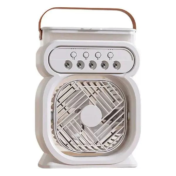 Unisex universal size portable rechargeable evaporative desktop air cooler and fan with leather carrying handle Stornfield