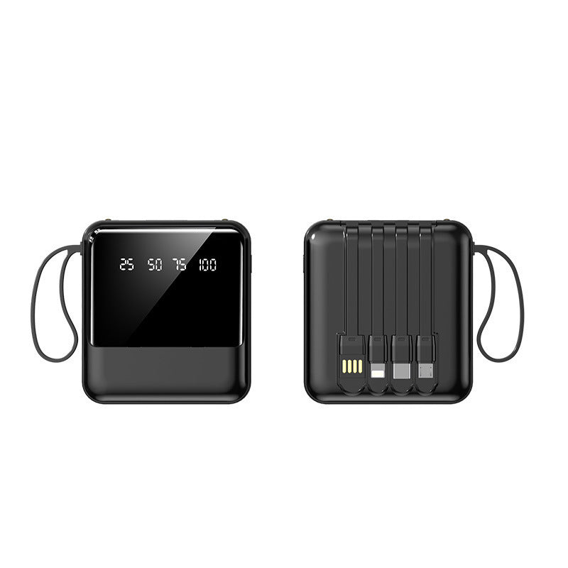 Portable power bank with LED status indicator and integrated cable system Stornfield
