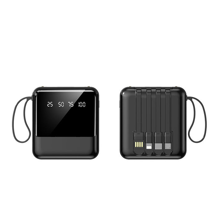 Portable power bank with LED status indicator and integrated cable system Stornfield