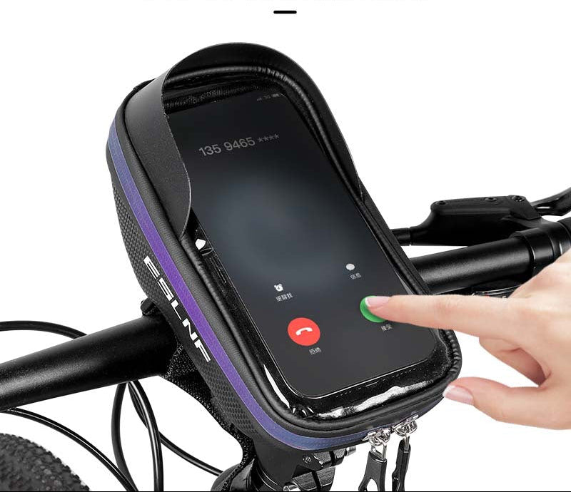 hard shell waterproof handlebar phone bag with touchscreen mount Stornfield