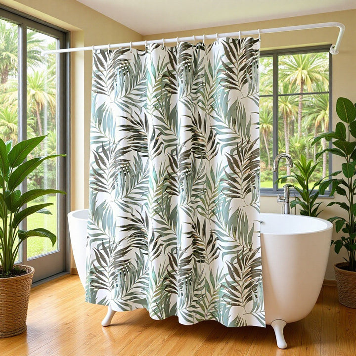 Tropical Leaf Design Shower Curtain Stornfield