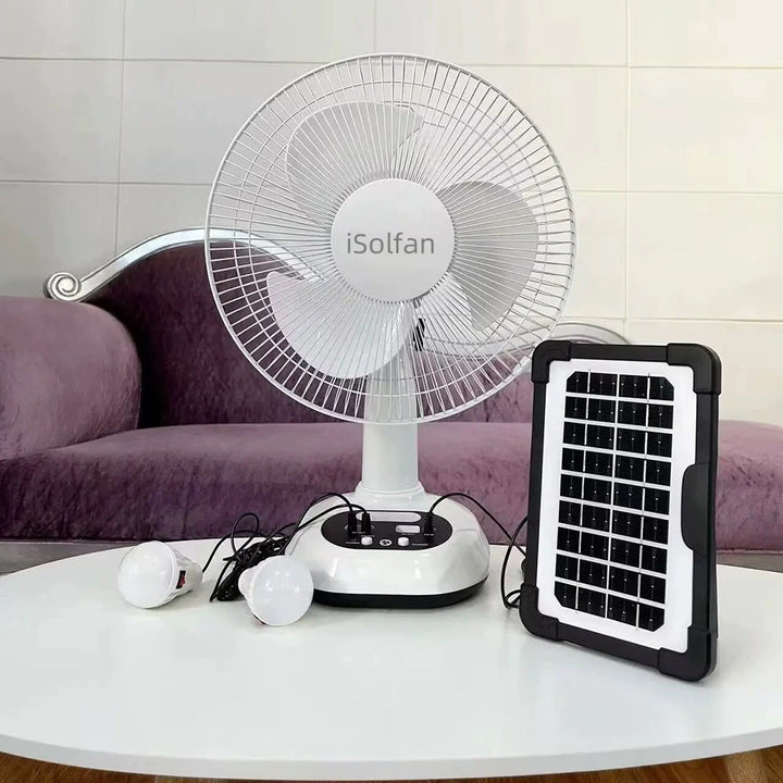 Ladies Solar-Powered Table Fan with LED Lighting Stornfield