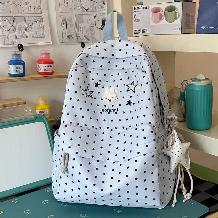 Polka Dot Backpack with Cute Character Accents Stornfield