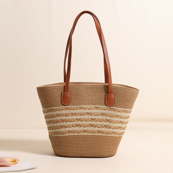 Elegant Bast Tote Bag with Leather Accents Stornfield