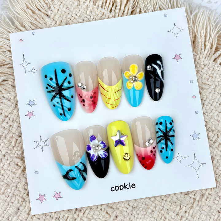 Creative Floral-Themed Press-On Nail Set