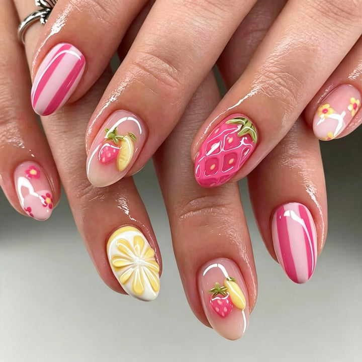 Creative Fruit-Themed Press-On Nail Art Stornfield
